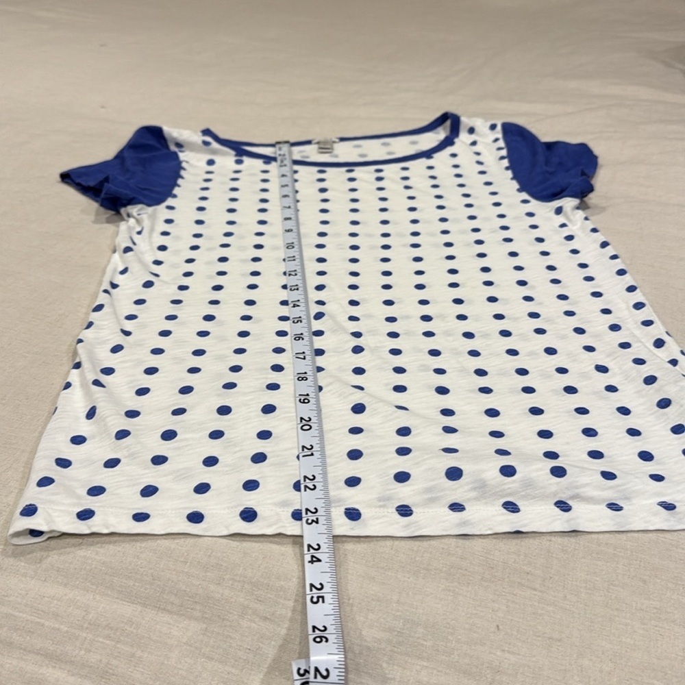 J. Crew Blue and White Polk-a-Dot Short Sleeve Tee size M - Picture 4 of 6